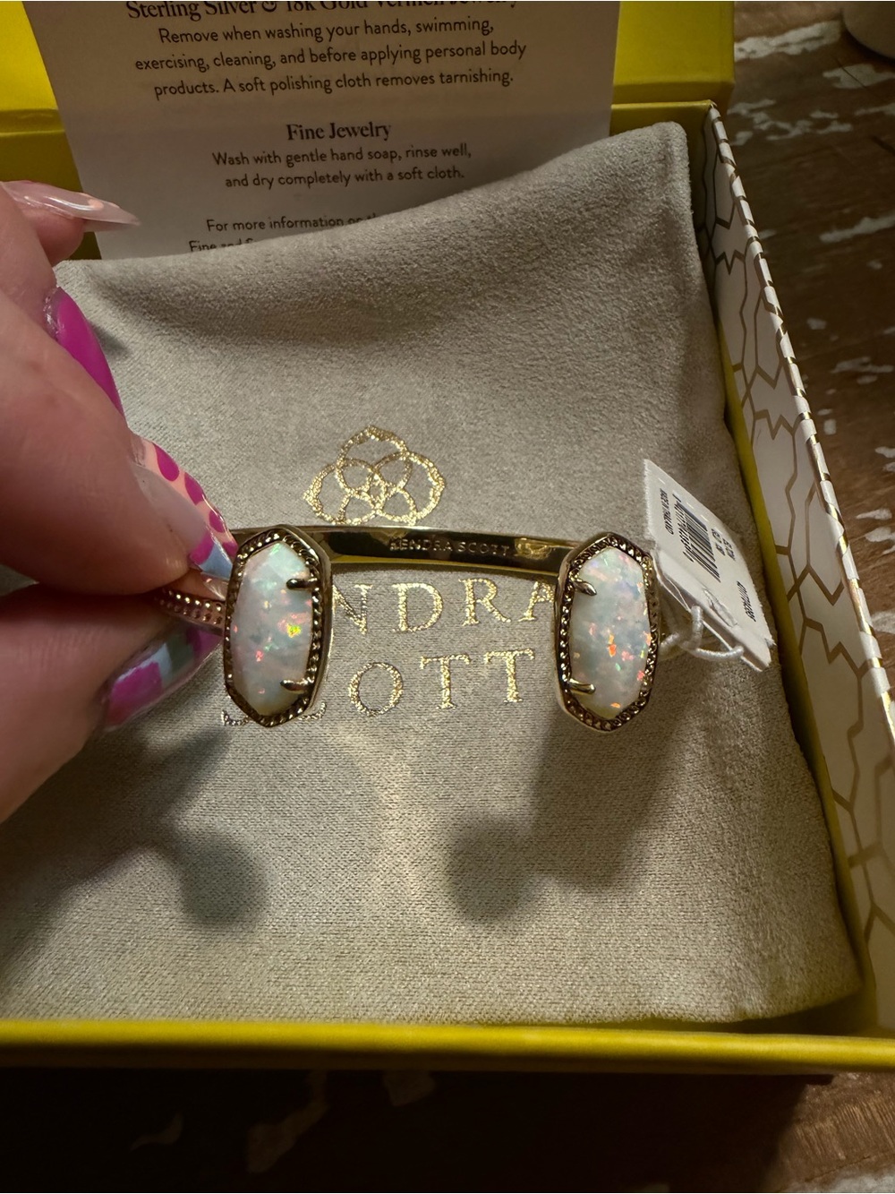 Kendra Scott White Opal Double-Station Cuff Bracelet in Rose Gold Tone